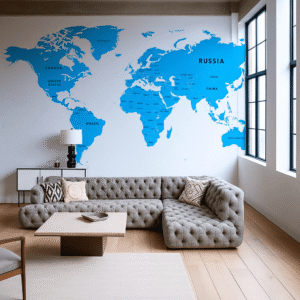 Azure Planet — Map & Mural Wallpaper Dubai