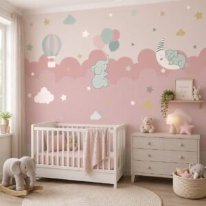 Blush Skyride — Luxury Kids Wallpaper Dubai