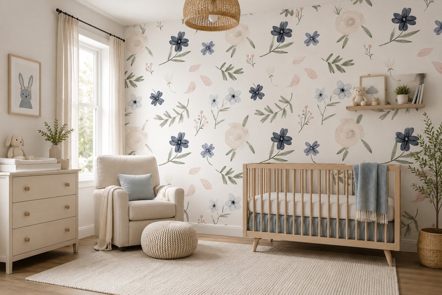 Blush Sprig — Luxury Floral Wallpaper Dubai