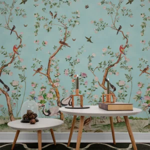 Celadon Flight — Luxury Floral Wallpaper Dubai