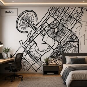 Civic Outline — Map & Mural Wallpaper Dubai