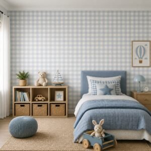 Coastal Plaid — Luxury Kids Wallpaper Dubai