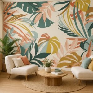 Coral Palms — Luxury Floral Wallpaper Dubai
