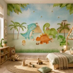 Dino Meadow — Luxury Kids Wallpaper Dubai