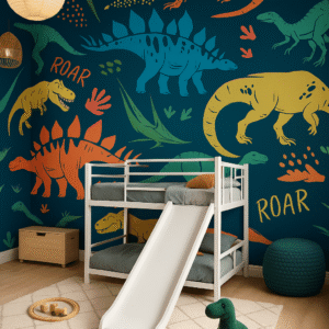 Dinos Drift — Luxury Kids Wallpaper Dubai