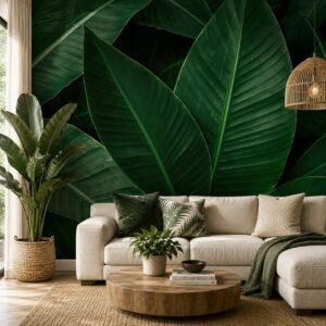 Evergreen Satin — Luxury Floral Wallpaper Dubai