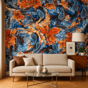 Fiery Botanical Burst — Plain & Textured Wallpaper Dubai