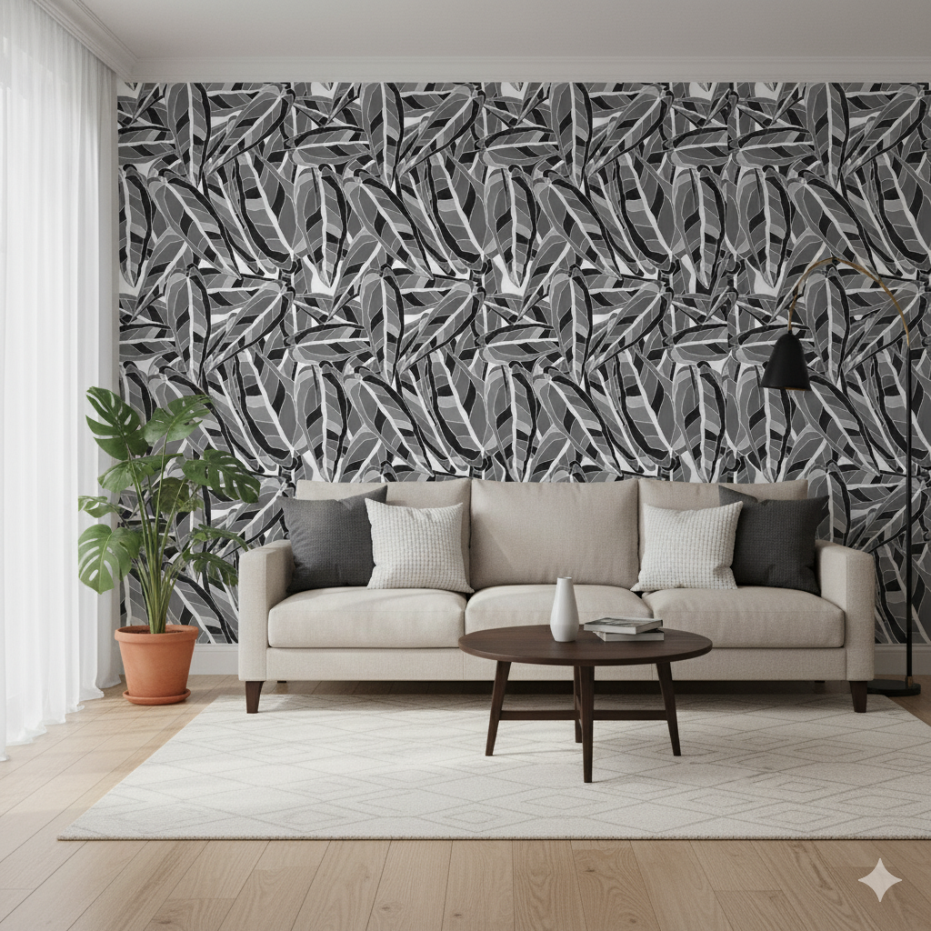 Foliage Noir — Plain & Textured Wallpaper Dubai