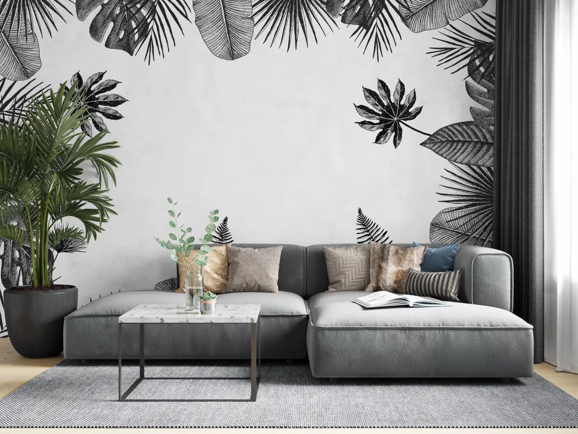 Graphite Tropics — Luxury Floral Wallpaper Dubai - Image 5