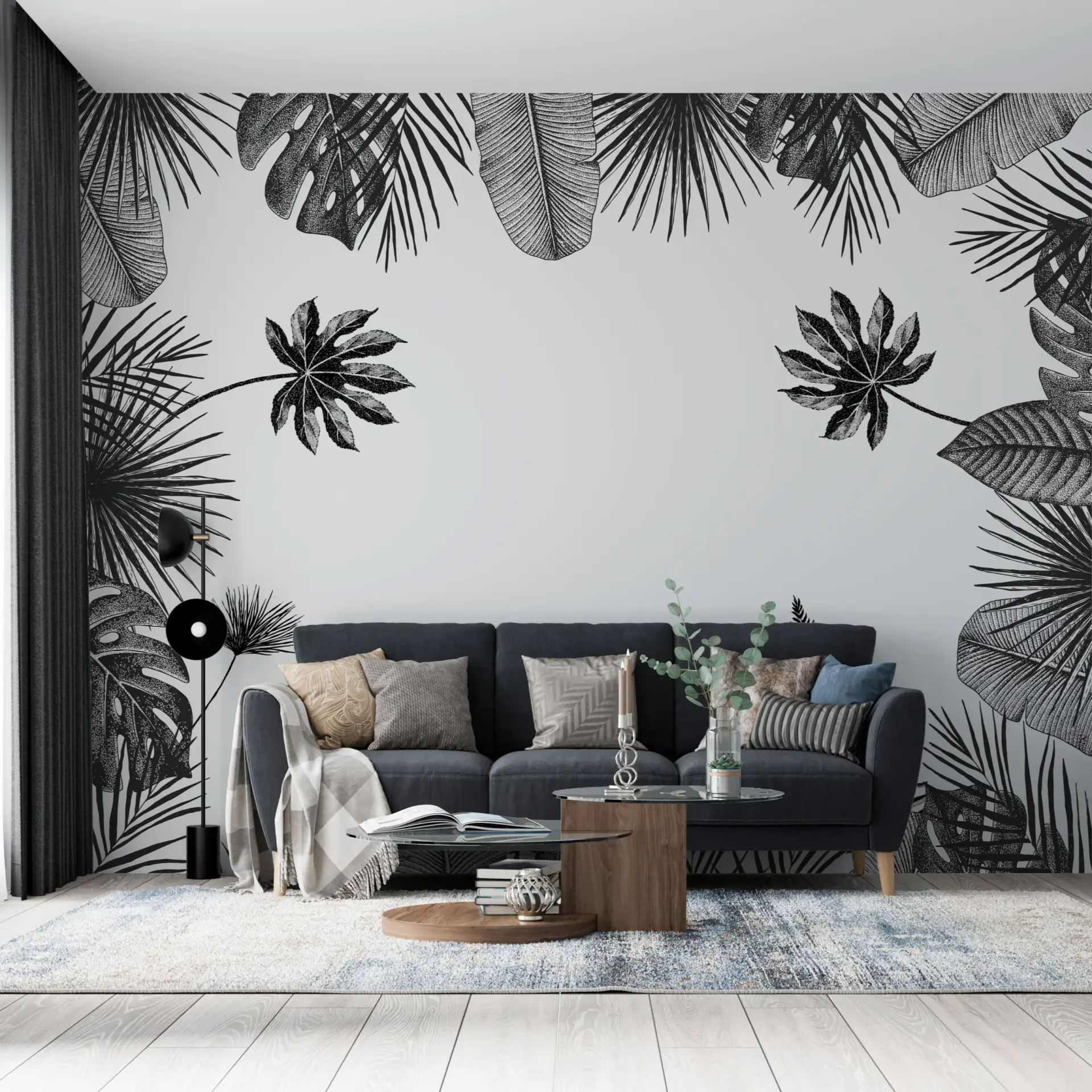 Graphite Tropics — Luxury Floral Wallpaper Dubai - Image 3