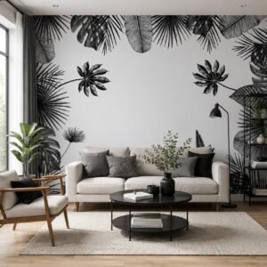 Graphite Tropics — Luxury Floral Wallpaper Dubai