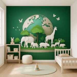 GreenPlanet Safari Nook — Luxury Kids Wallpaper Dubai