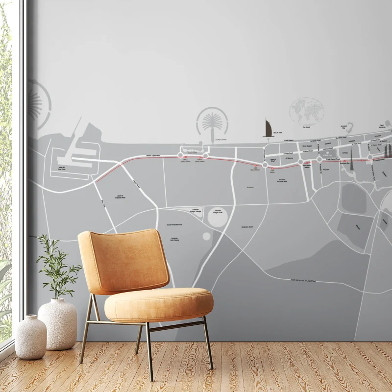 Greyway District — Map & Mural Wallpaper Dubai - Image 3