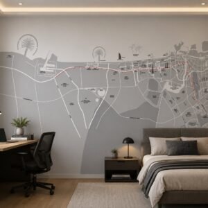 Greyway District — Map & Mural Wallpaper Dubai