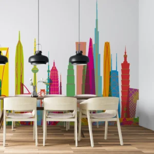 Iconic Popscape — Map & Mural Wallpaper Dubai