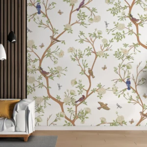 Ivory Songbirds — Luxury Floral Wallpaper Dubai