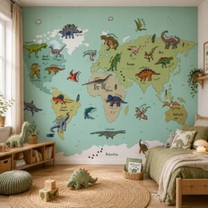Jurassic Globe — Luxury Kids Wallpaper Dubai