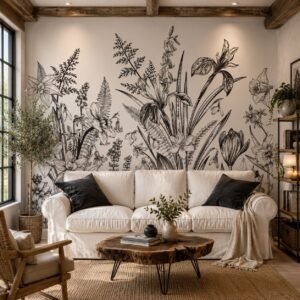 Lily Sketch — Luxury Floral Wallpaper Dubai