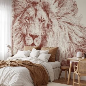 Lion Engraving — Luxury Kids Wallpaper Dubai