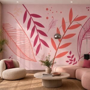 Magenta Sprigs — Luxury Floral Wallpaper Dubai