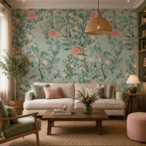 Mint Aviary — Luxury Floral Wallpaper Dubai