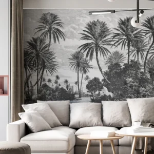 Monochrome Canopy — Luxury Floral Wallpaper Dubai