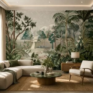 Mossland Vista — Luxury Floral Wallpaper Dubai
