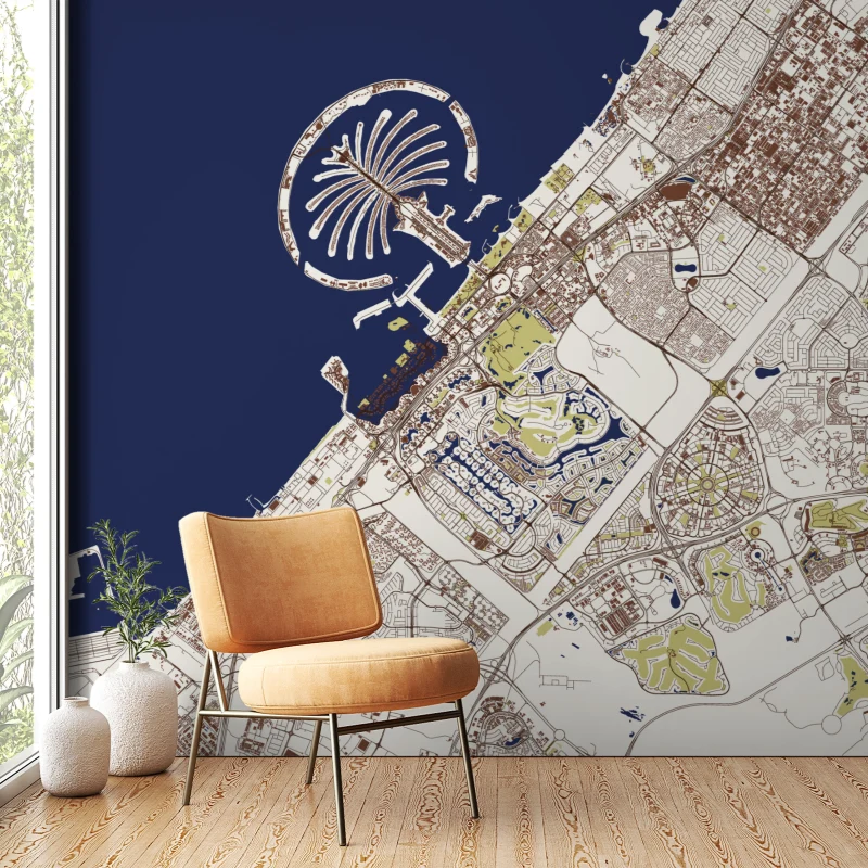 Nautic Districts — Map & Mural Wallpaper Dubai - Image 2