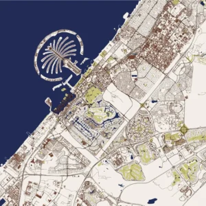 Nautic Districts — Map & Mural Wallpaper Dubai