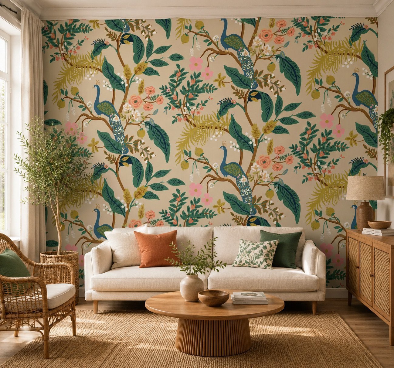 Ornate Pavo — Luxury Floral Wallpaper Dubai
