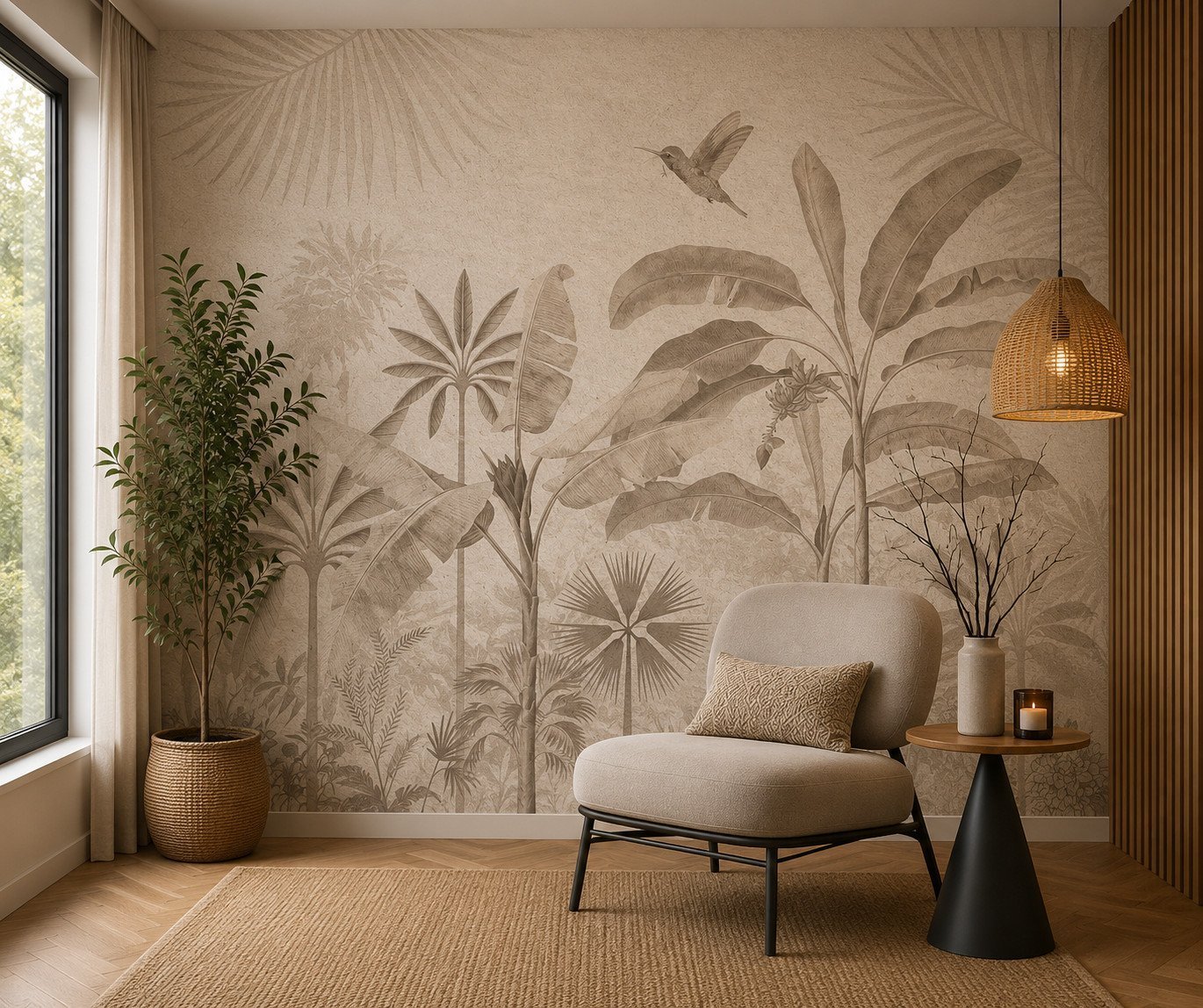 Palmera Fresco — Luxury Floral Wallpaper Dubai