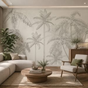 Palmera Sketch — Luxury Floral Wallpaper Dubai