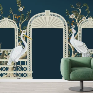 Peacock Veranda — Luxury Floral Wallpaper Dubai
