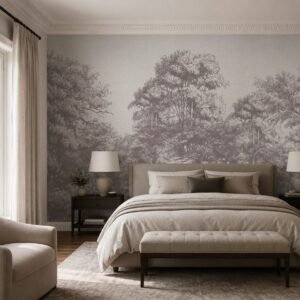 Pewter Copse — Luxury Floral Wallpaper Dubai