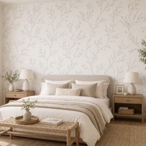 Porcelain Sprigs — Luxury Floral Wallpaper Dubai