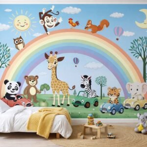 Rainbow Safari — Luxury Kids Wallpaper Dubai