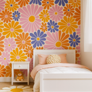 Retro Daisy Pop — Luxury Floral Wallpaper Dubai