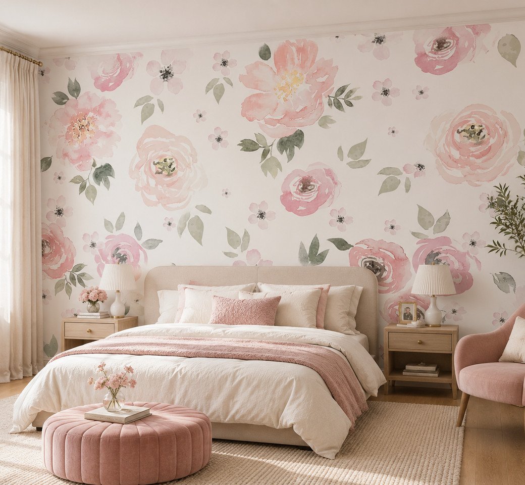 Rosy Cadence — Luxury Floral Wallpaper Dubai