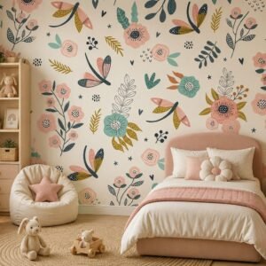 Rosy Gliders — Luxury Floral Wallpaper Dubai