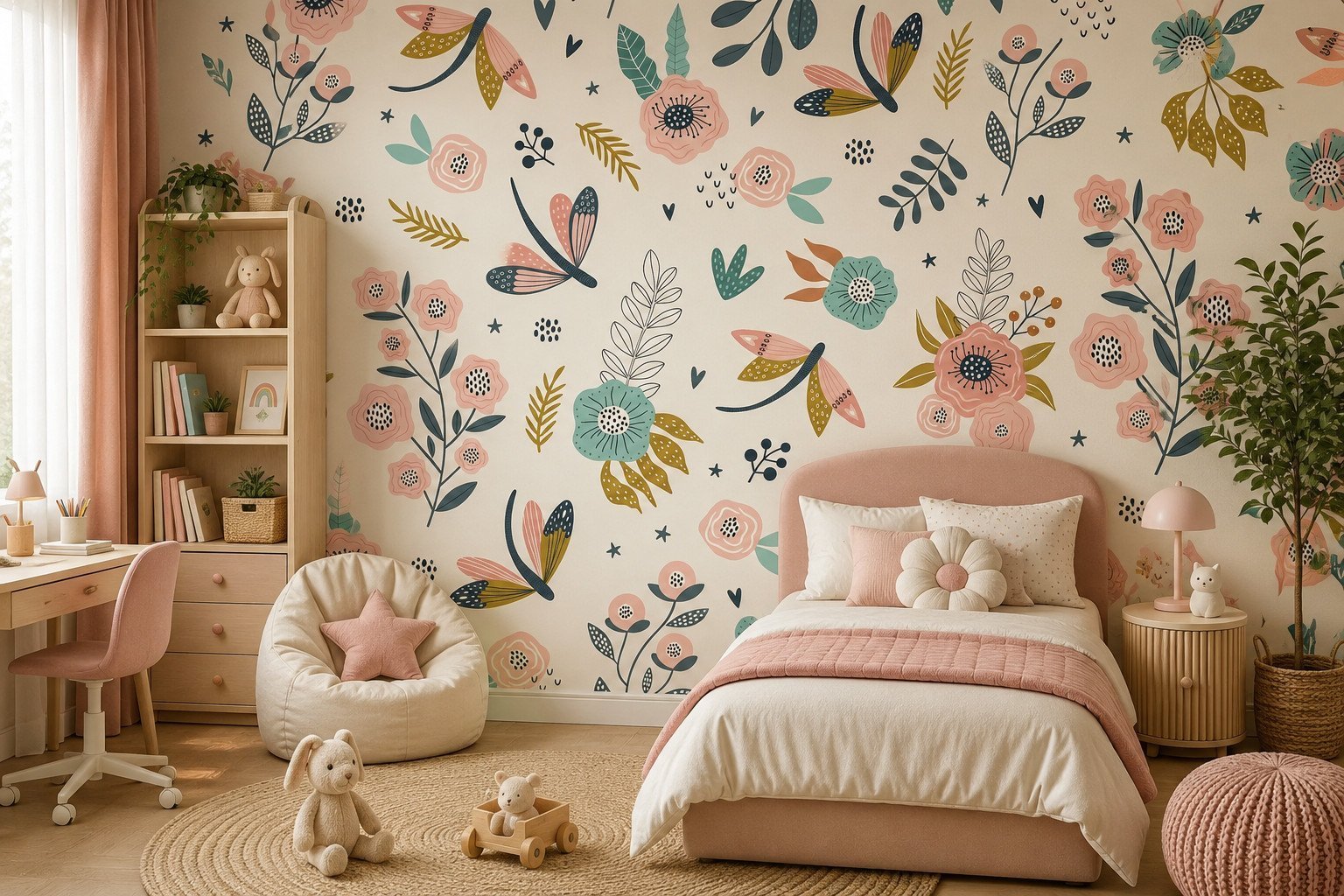 Rosy Gliders — Luxury Floral Wallpaper Dubai