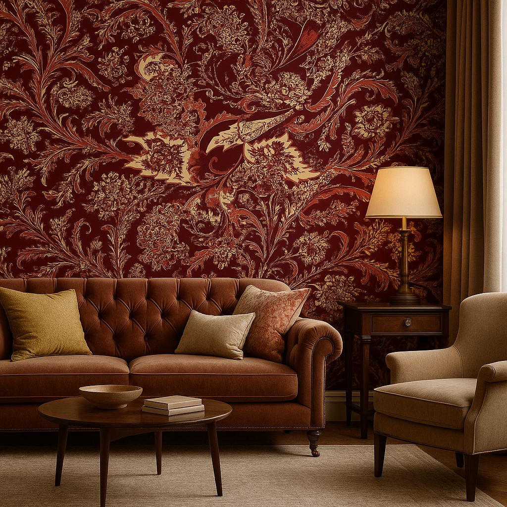 Royal Ember — Luxury Floral Wallpaper Dubai