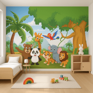 Safari Pals Haven — Luxury Kids Wallpaper Dubai