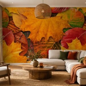 Saffron Leaves — Luxury Floral Wallpaper Dubai