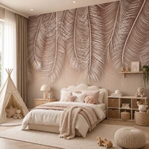 Sepia Plumes — Luxury Floral Wallpaper Dubai