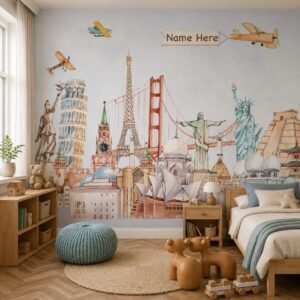 Skyline Journey — Luxury Kids Wallpaper Dubai