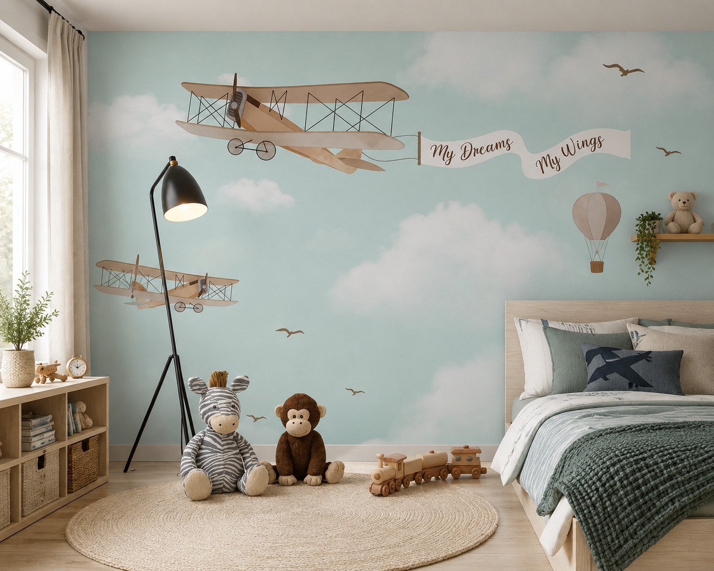 Skyward Whispers — Luxury Kids Wallpaper Dubai
