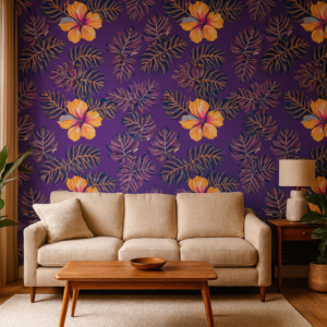 Sunset Hibiscus — Luxury Floral Wallpaper Dubai