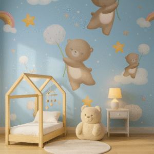 Teddy Cloud Voyage — Plain & Textured Wallpaper Dubai