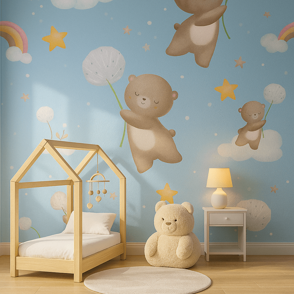 Teddy Cloud Voyage — Plain & Textured Wallpaper Dubai