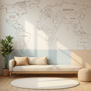 The Linear World — Map & Mural Wallpaper Dubai